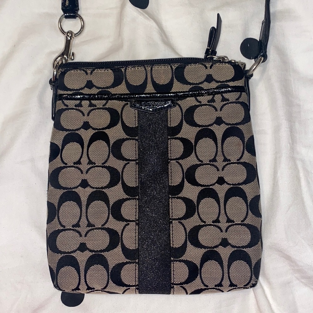 Coach grey and black crossbody bag